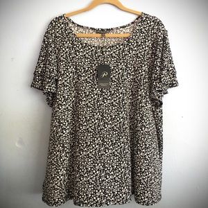 ADRIANNA PAPELL Plus Size Double Flutter Sleeve Top 3X